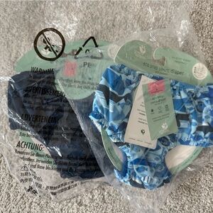TWO swim diapers 3T (Green Sprouts Pull-up Reusable Swimsuit Diaper, blue, boy)
